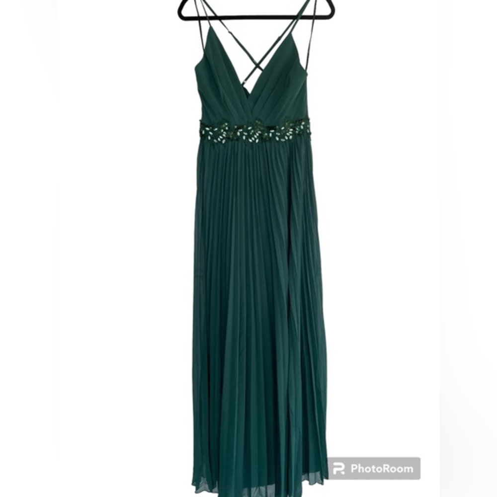 Lulu’s Women’s Green Sequin Lace Pleated Maxi‎ Dress Size L